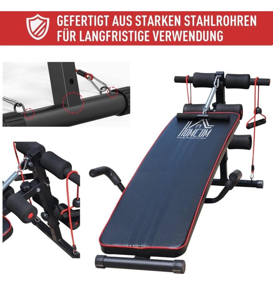 Sit Up Bank Bauchtrainer Trainingsbank mit Widerstandsbänder