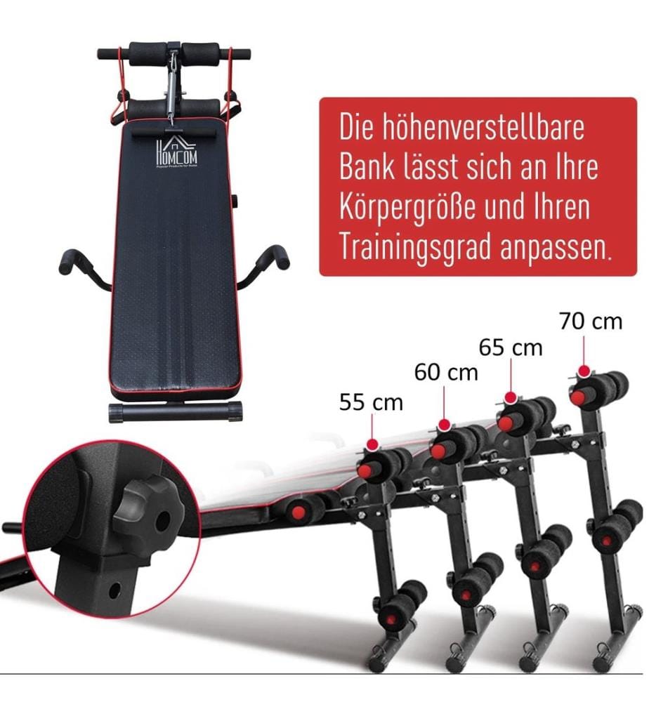 Sit Up Bank Bauchtrainer Trainingsbank mit Widerstandsbänder