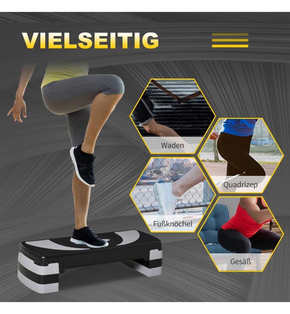 Stepper d'aérobic réglable en hauteur sur 3 niveaux