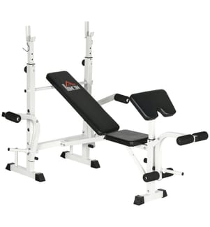 Trainingsbank Hantelbank mit Beinpresse und Hantelablage
