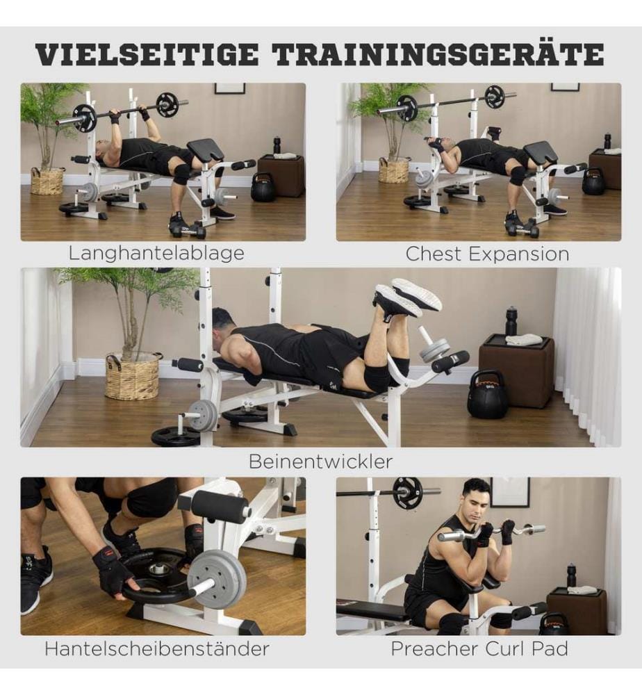 Trainingsbank Hantelbank mit Beinpresse und Hantelablage