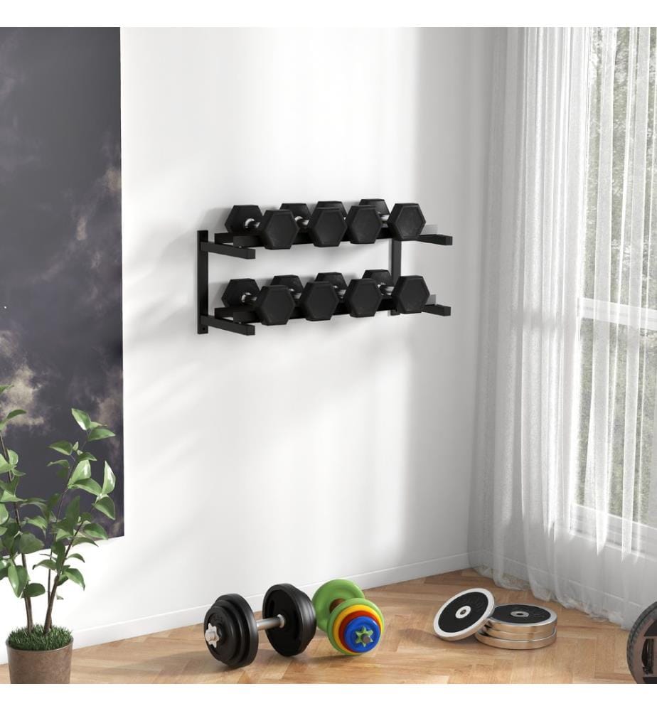 Support mural pour haltères, pouvant supporter des poids jusqu'à 70 kg et des kettlebells, peu encombrant