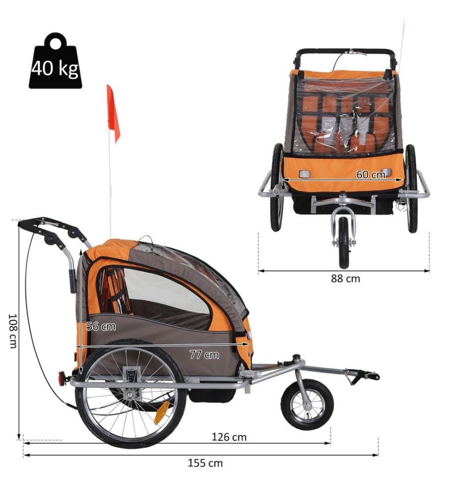 2in1 Kinderanhänger Fahrradanhänger Jogger Kinderfahrradanhänger