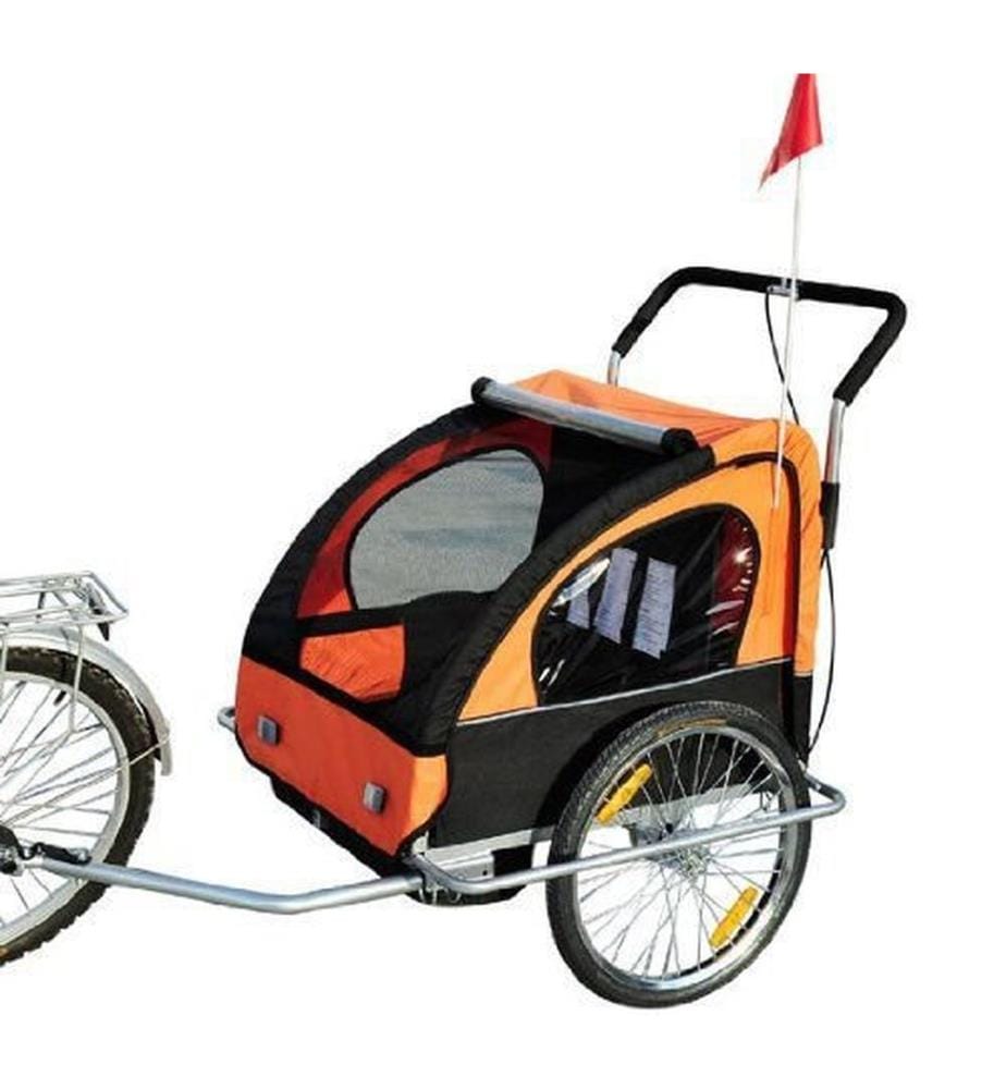 2in1 Fahrradanhänger Kinderanhänger Jogger Kinderfahrradanhänger Orange