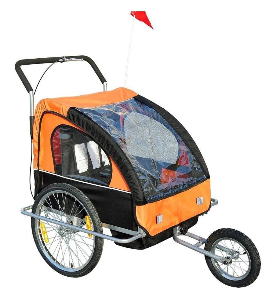 2in1 Fahrradanhänger Kinderanhänger Jogger Kinderfahrradanhänger Orange
