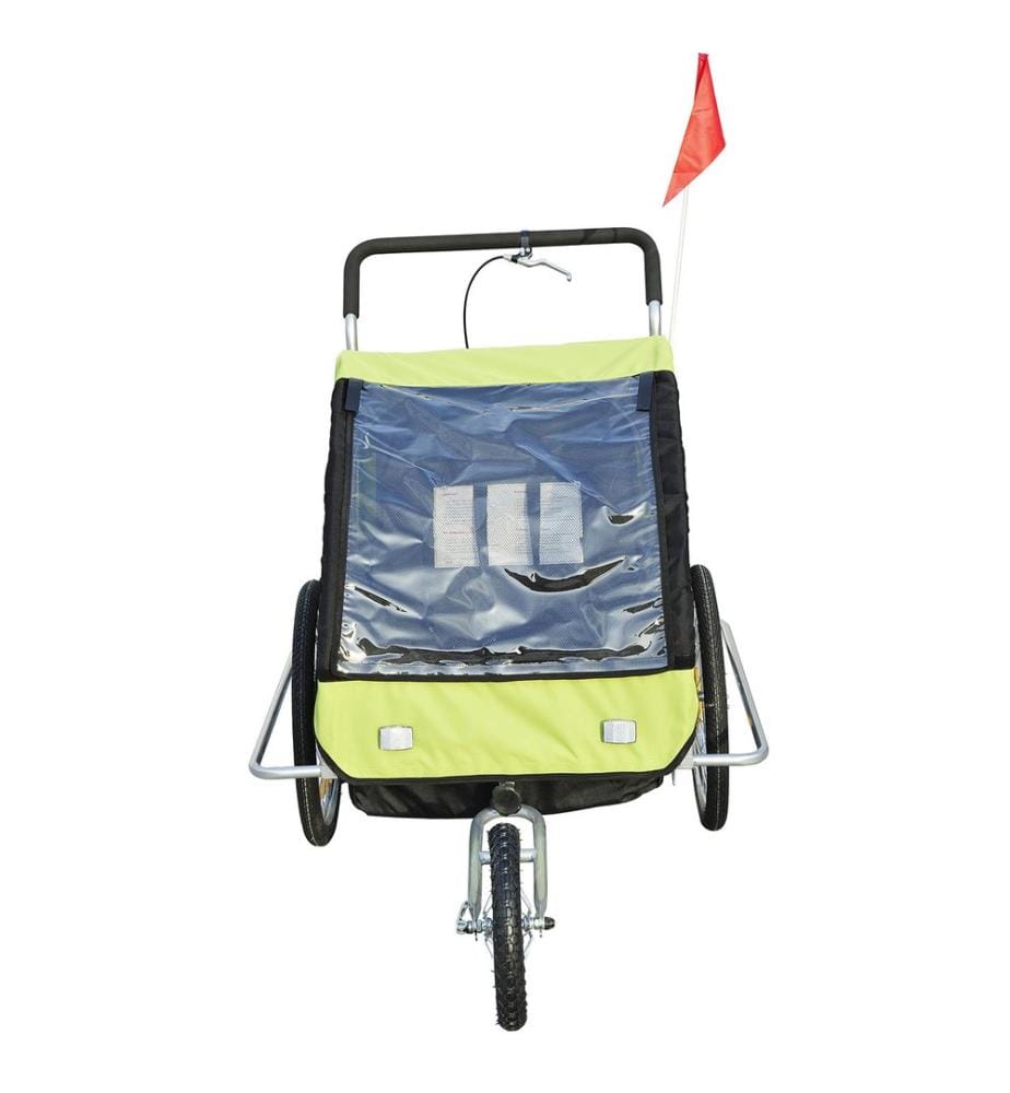 2in1 Fahrradanhänger Kinderanhänger Jogger Kinderfahrradanhänger Grün-Schwarz