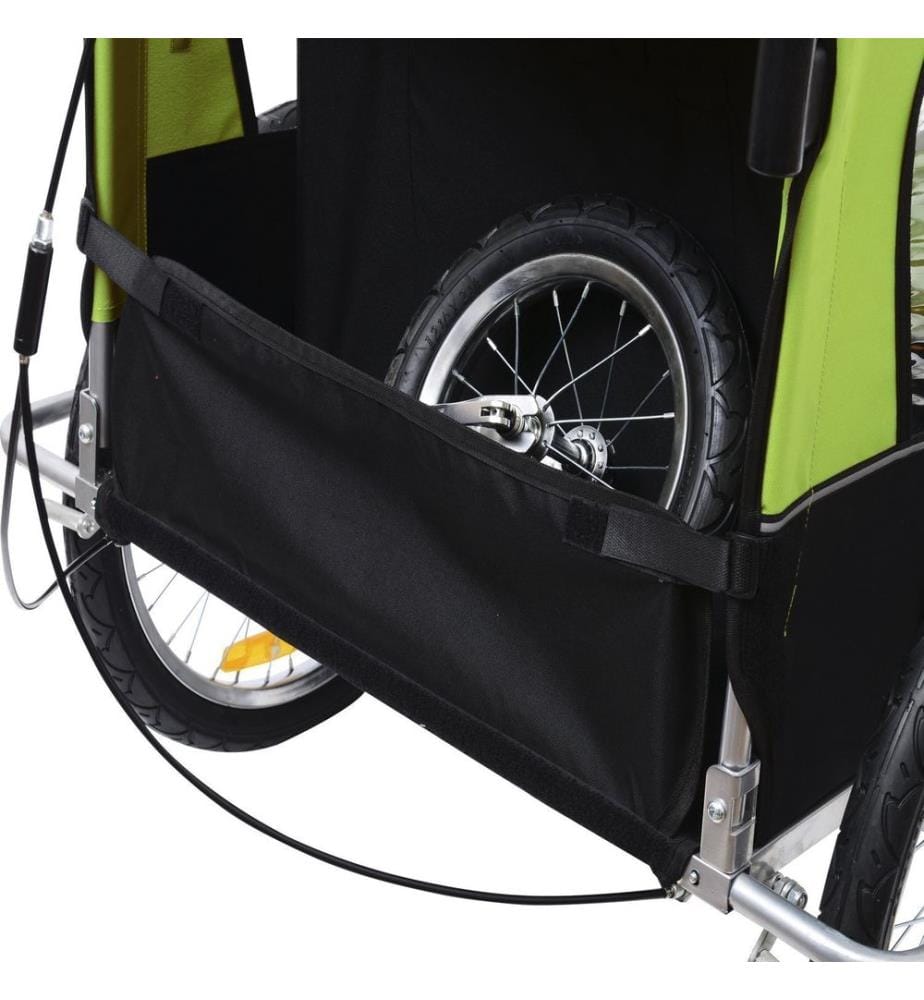 2in1 Fahrradanhänger Kinderanhänger Jogger Kinderfahrradanhänger Grün-Schwarz