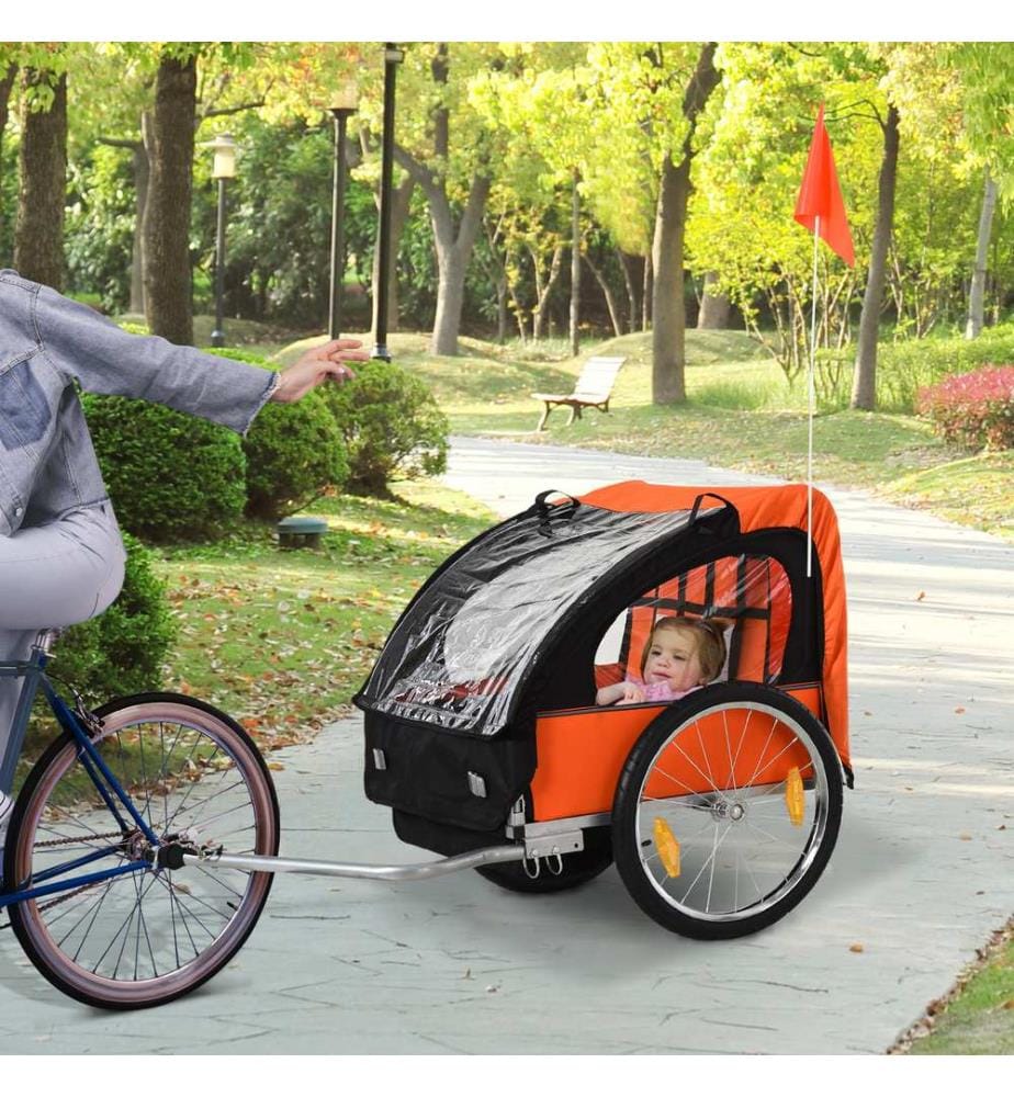 Kinderanhänger Fahrradanhänger Kinderfahrradanhänger Orange
