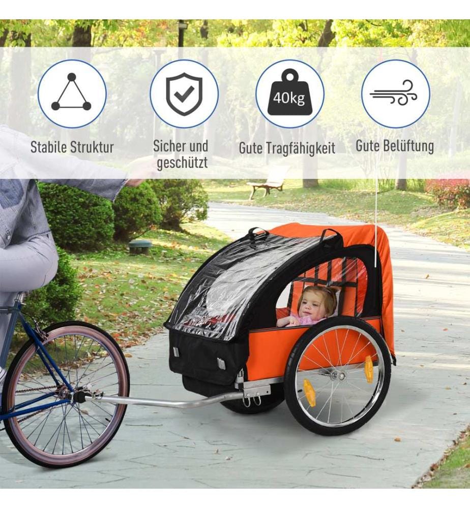 Kinderanhänger Fahrradanhänger Kinderfahrradanhänger Orange