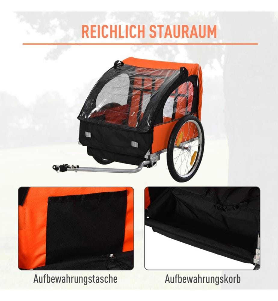 Kinderanhänger Fahrradanhänger Kinderfahrradanhänger Orange