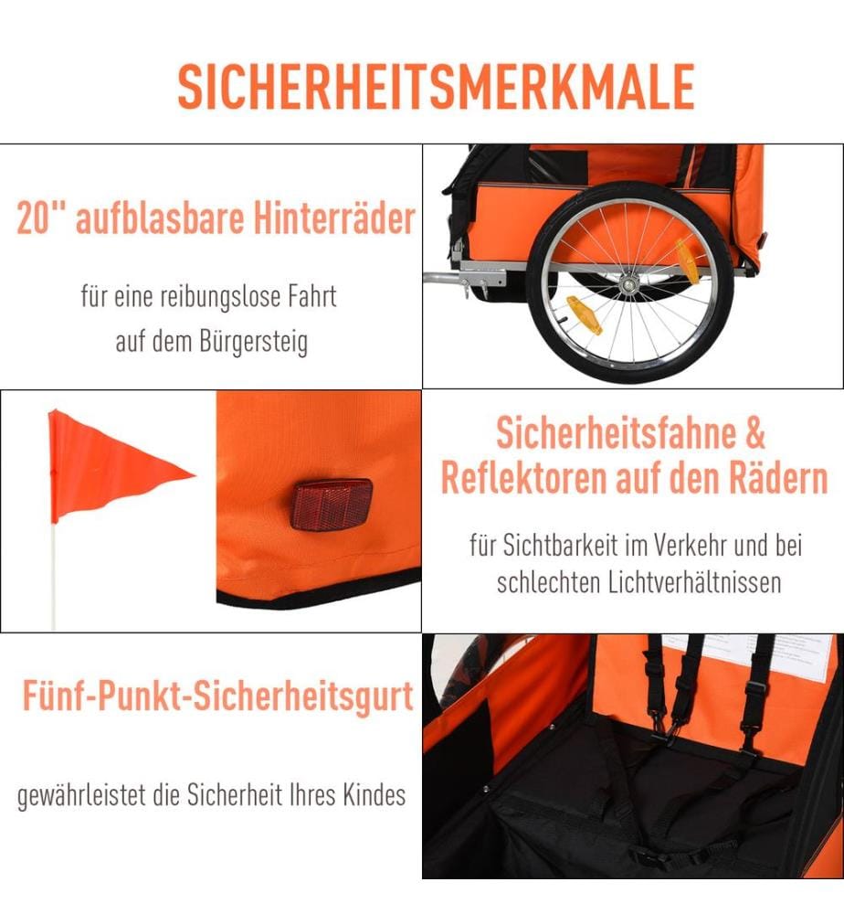 Kinderanhänger Fahrradanhänger Kinderfahrradanhänger Orange