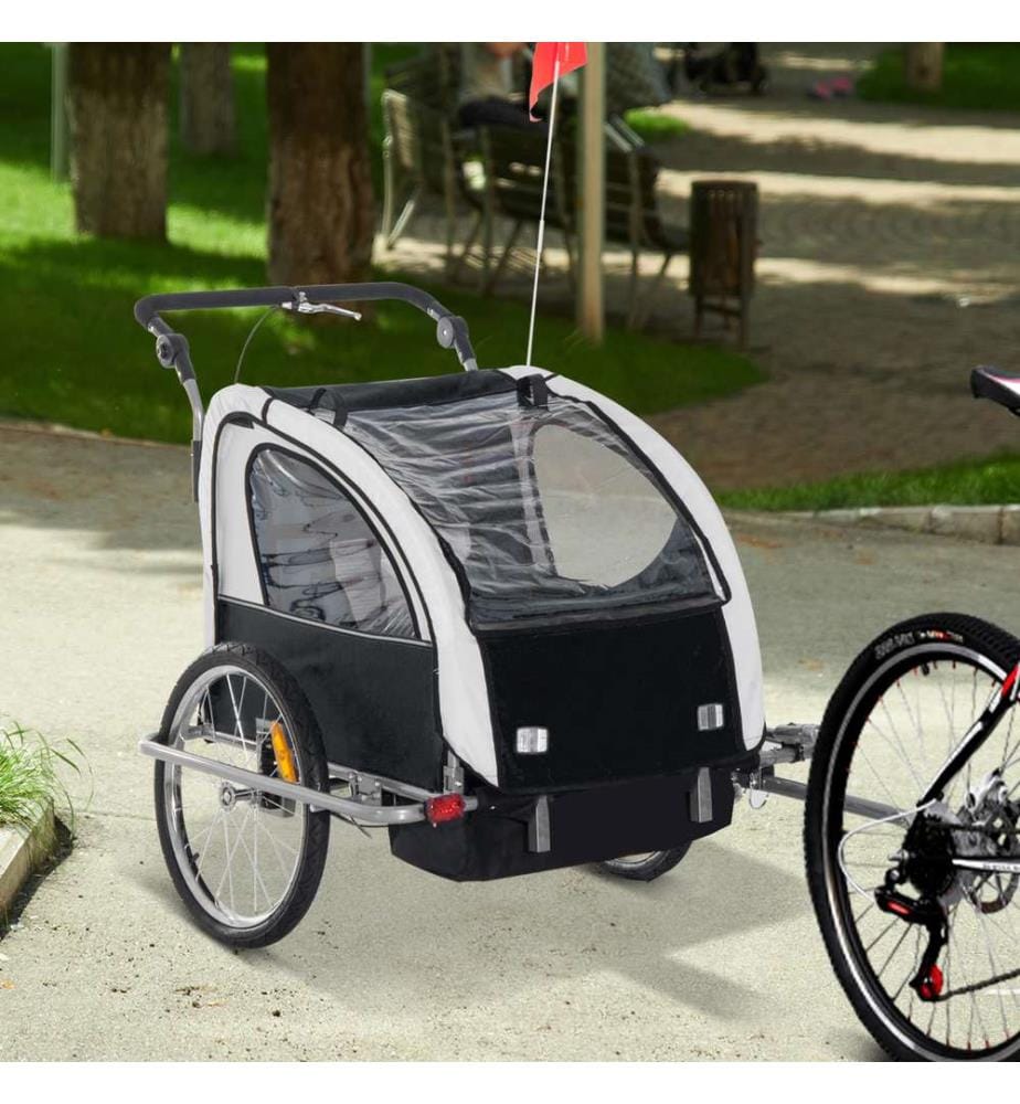Kinderanhänger Fahrradanhänger mit Fahne für 2 Kinder Veloanhänger