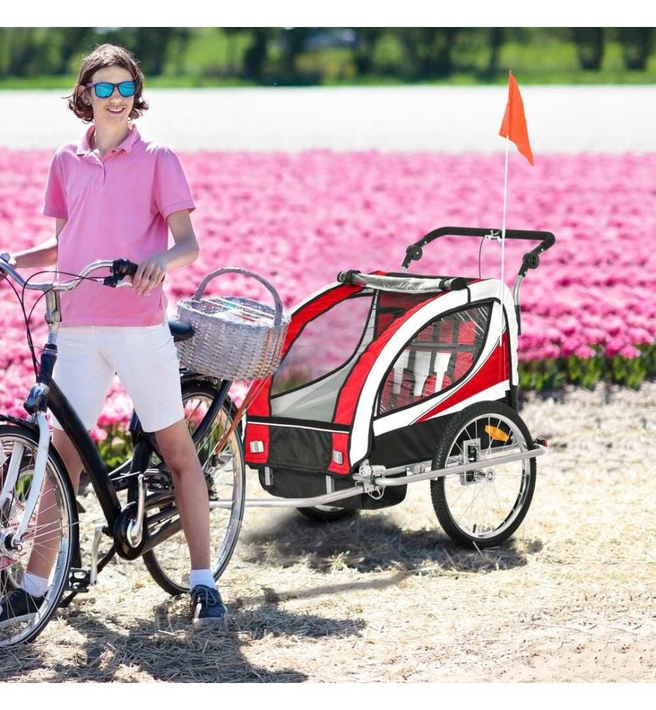 Remorque à vélo pour enfants, pouvant accueillir 2 enfants, remorque à vélo