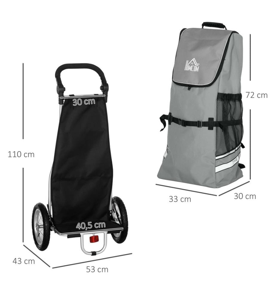 2-in-1 Fahrradanhänger und Einkaufstrolley 53x43x110 cm Veloanhänger