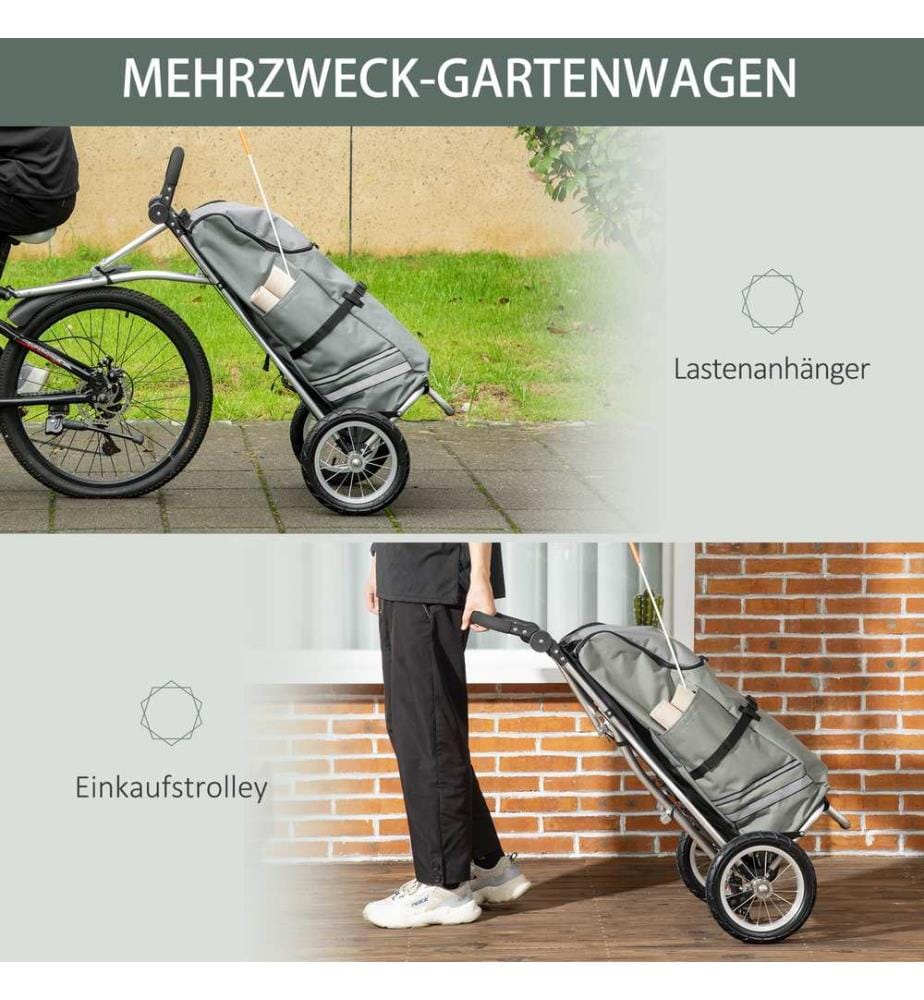 2-in-1 Fahrradanhänger und Einkaufstrolley 53x43x110 cm Veloanhänger