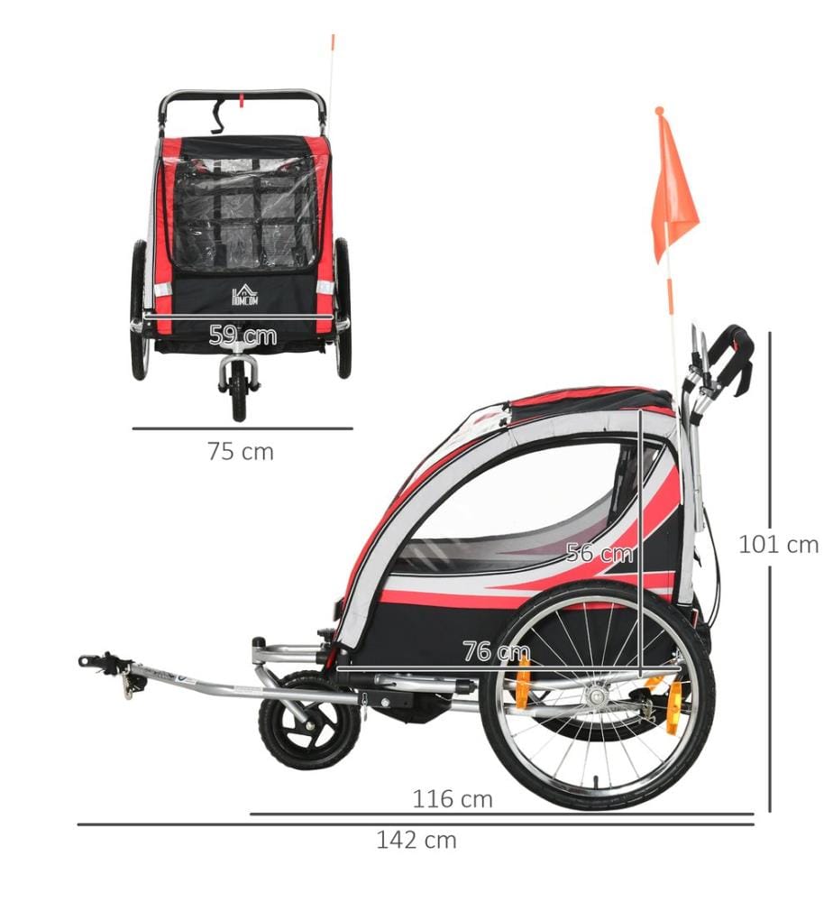 Fahrradanhänger 2-in-1 Joggerfunktion Kinderanhänger Veloanhänger