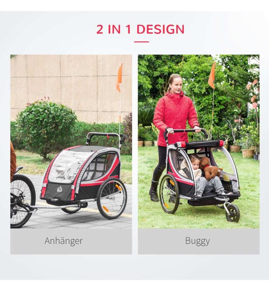 Fahrradanhänger 2-in-1 Joggerfunktion Kinderanhänger Veloanhänger