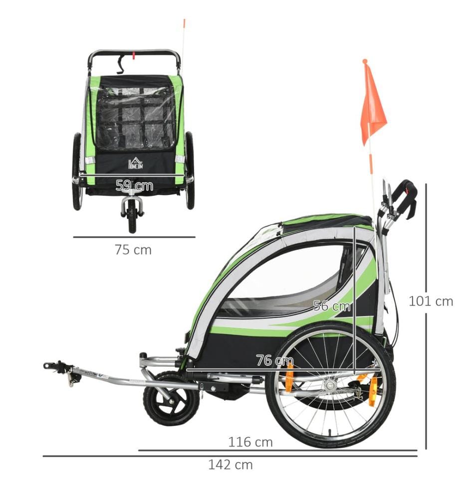Fahrradanhänger 2-in-1 Joggerfunktion Kinderanhänger Veloanhänger