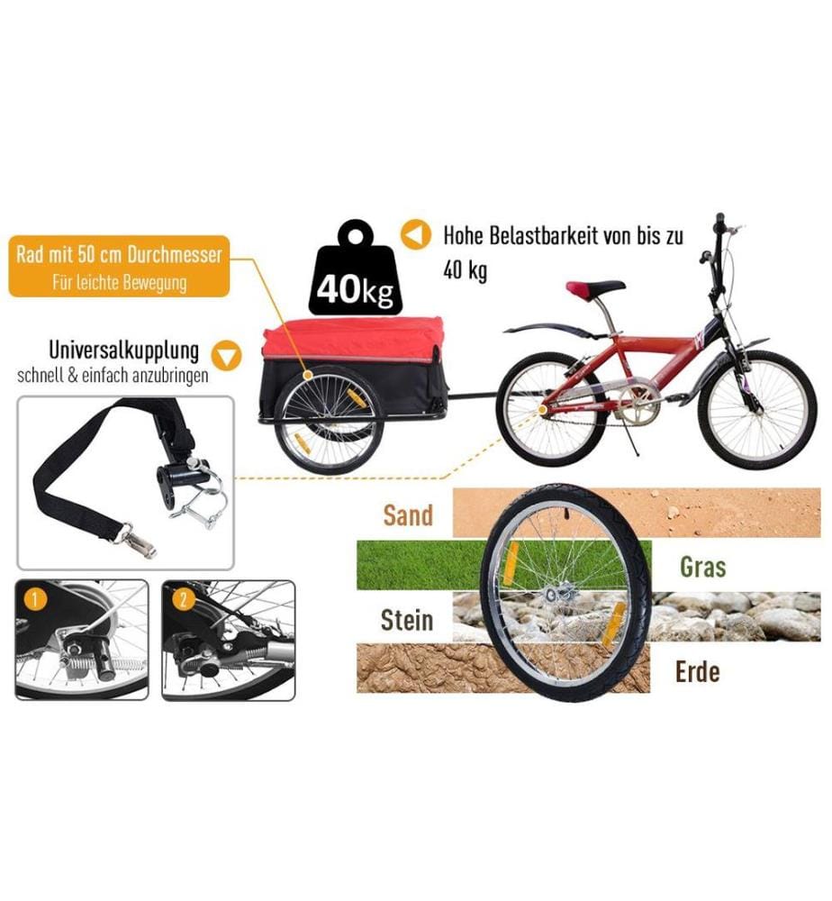 Fahrradanhänger Veloanhänger 140 x 88 x 60 cm mit Blache