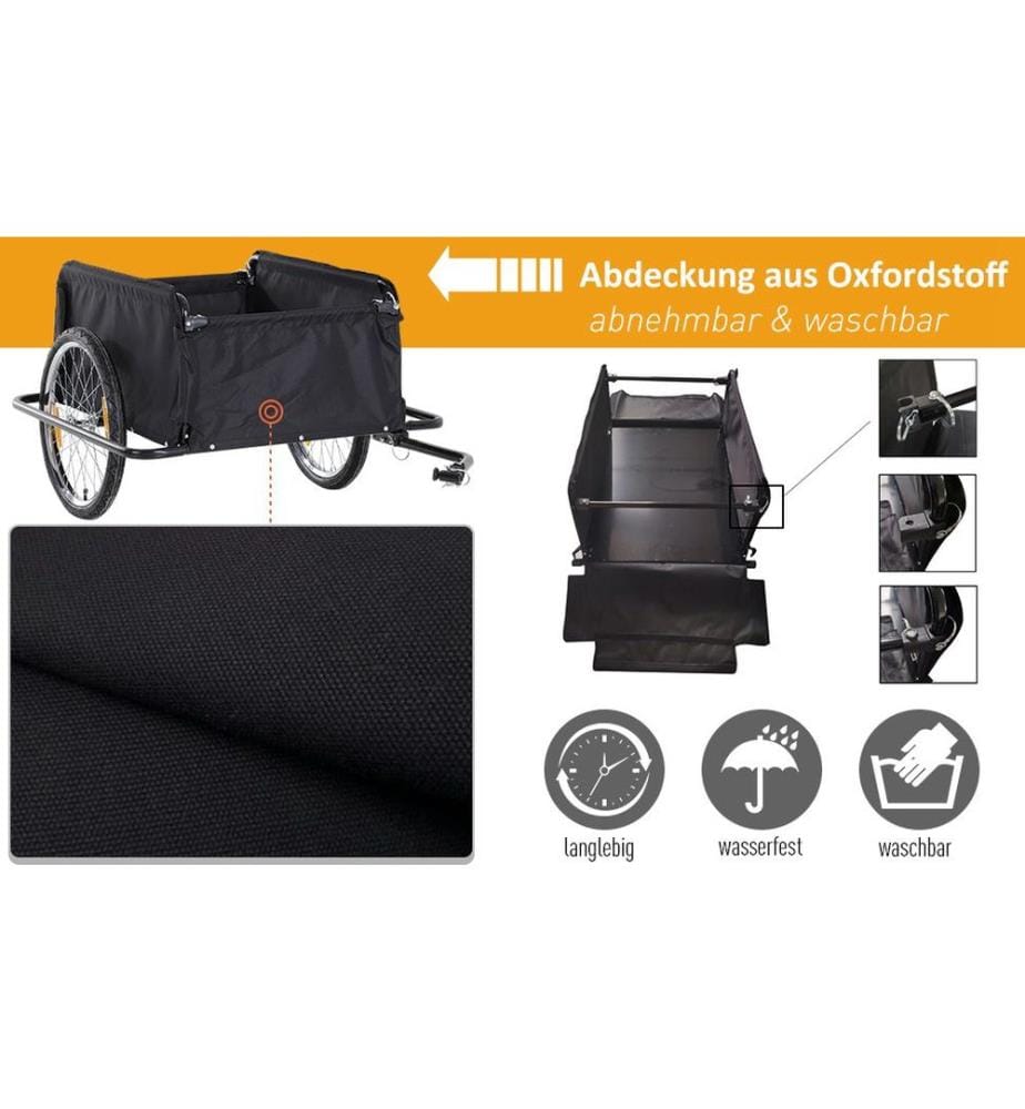 Fahrradanhänger Veloanhänger 140 x 88 x 60 cm mit Blache