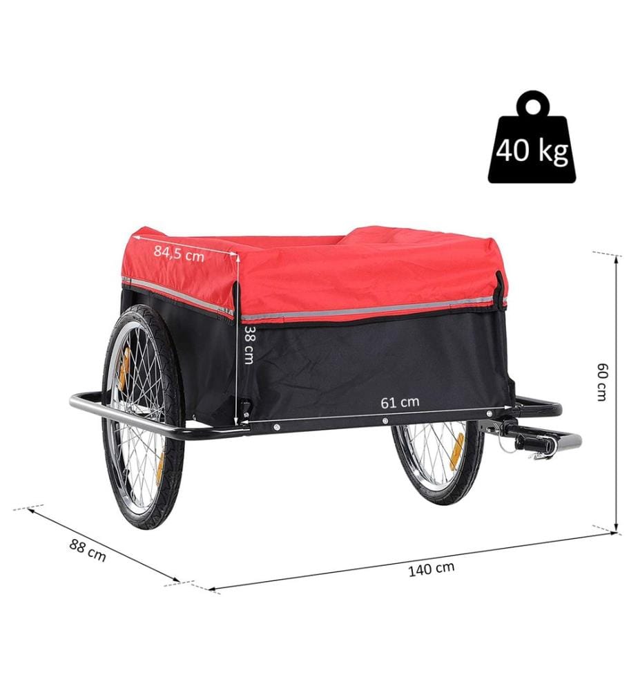 Fahrradanhänger Veloanhänger 140 x 88 x 60 cm mit Blache