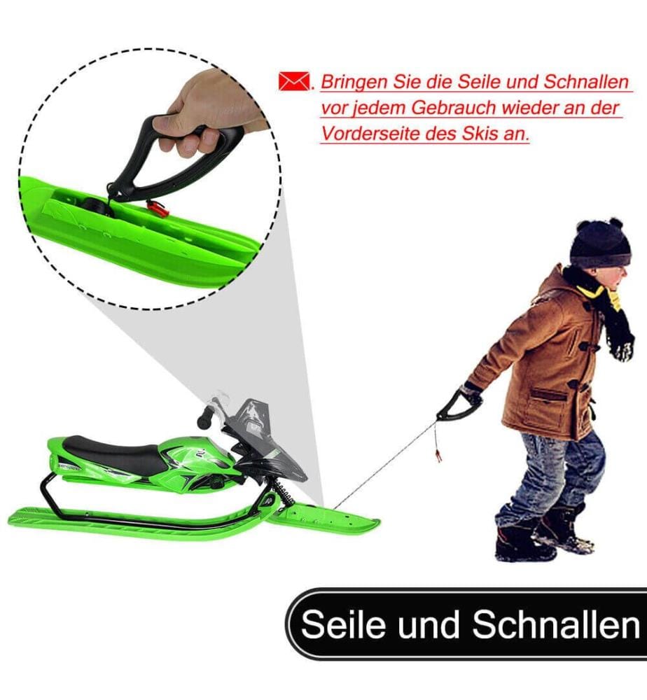 Bob Schlitten Schneescooter mit Fussbremse grün