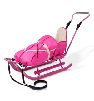 Metall-Schlitten mit Winterfusssack rosa