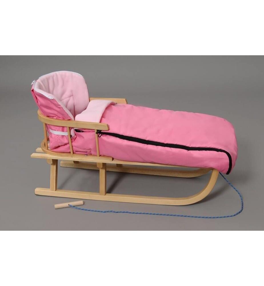 Schlitten mit Winterfusssack & Rückenlehne Rosa