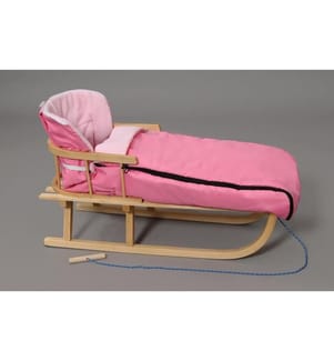 Schlitten mit Winterfusssack & Rückenlehne Rosa