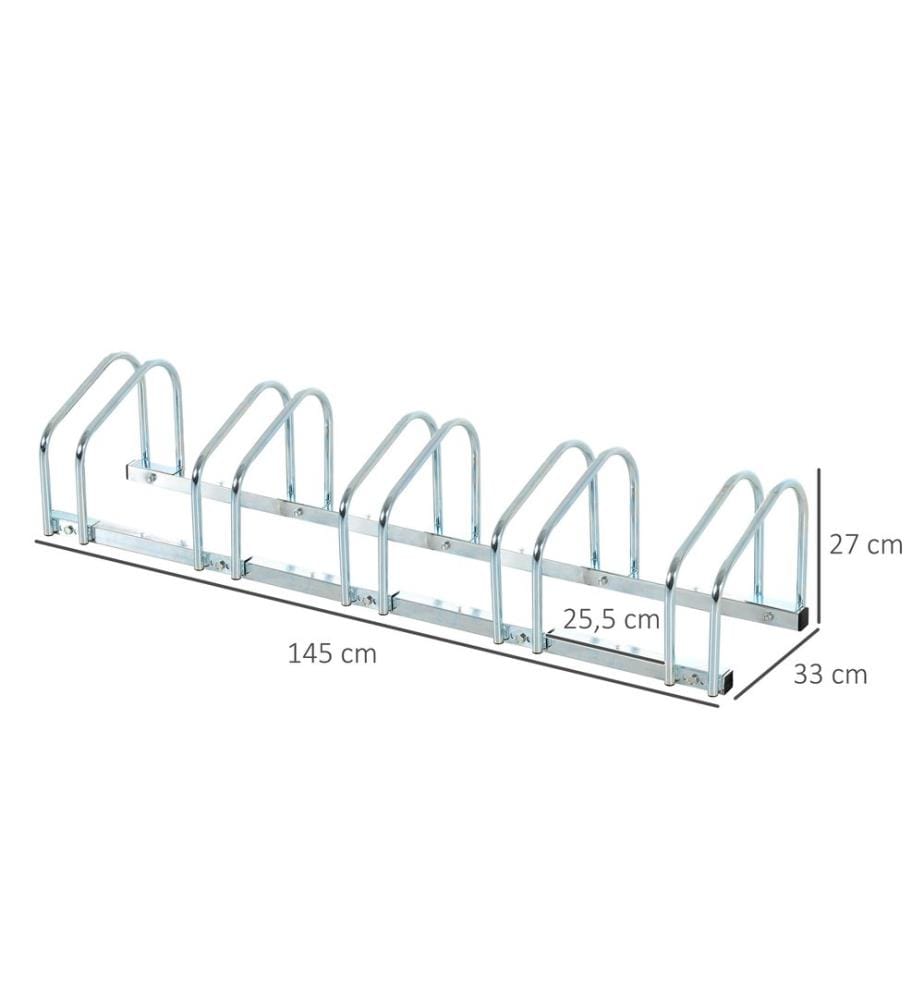 Fahrradständer Veloständer bis 5 Fahrräder Silber 145x33x27 cm