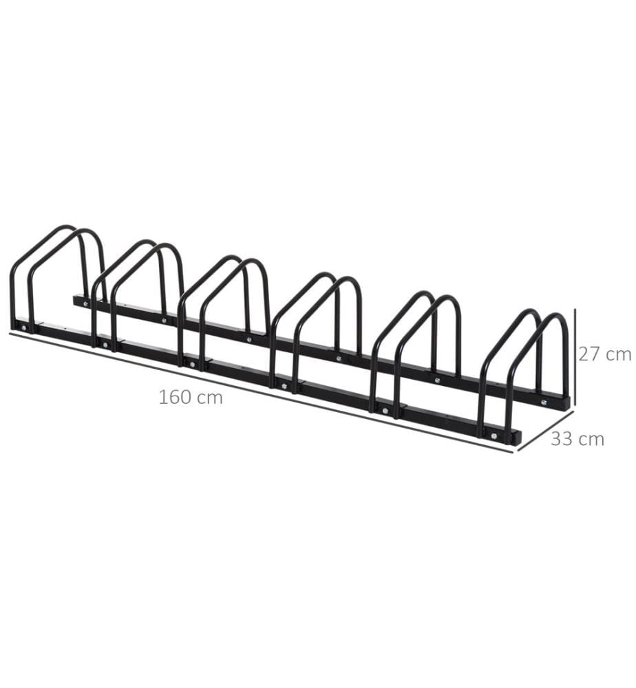 Bicycle Rack for up to 6 Bicycles, Black, 179x33x27 cm