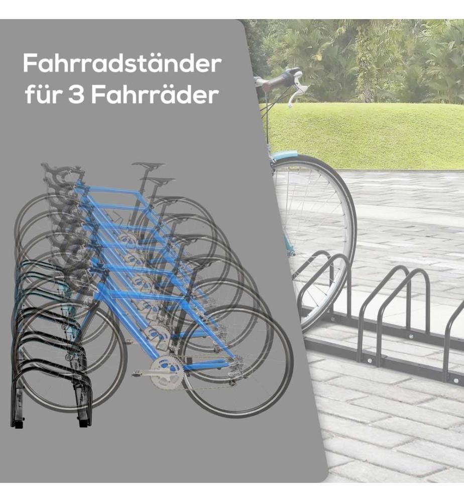 Bicycle Rack for up to 6 Bicycles, Black, 179x33x27 cm