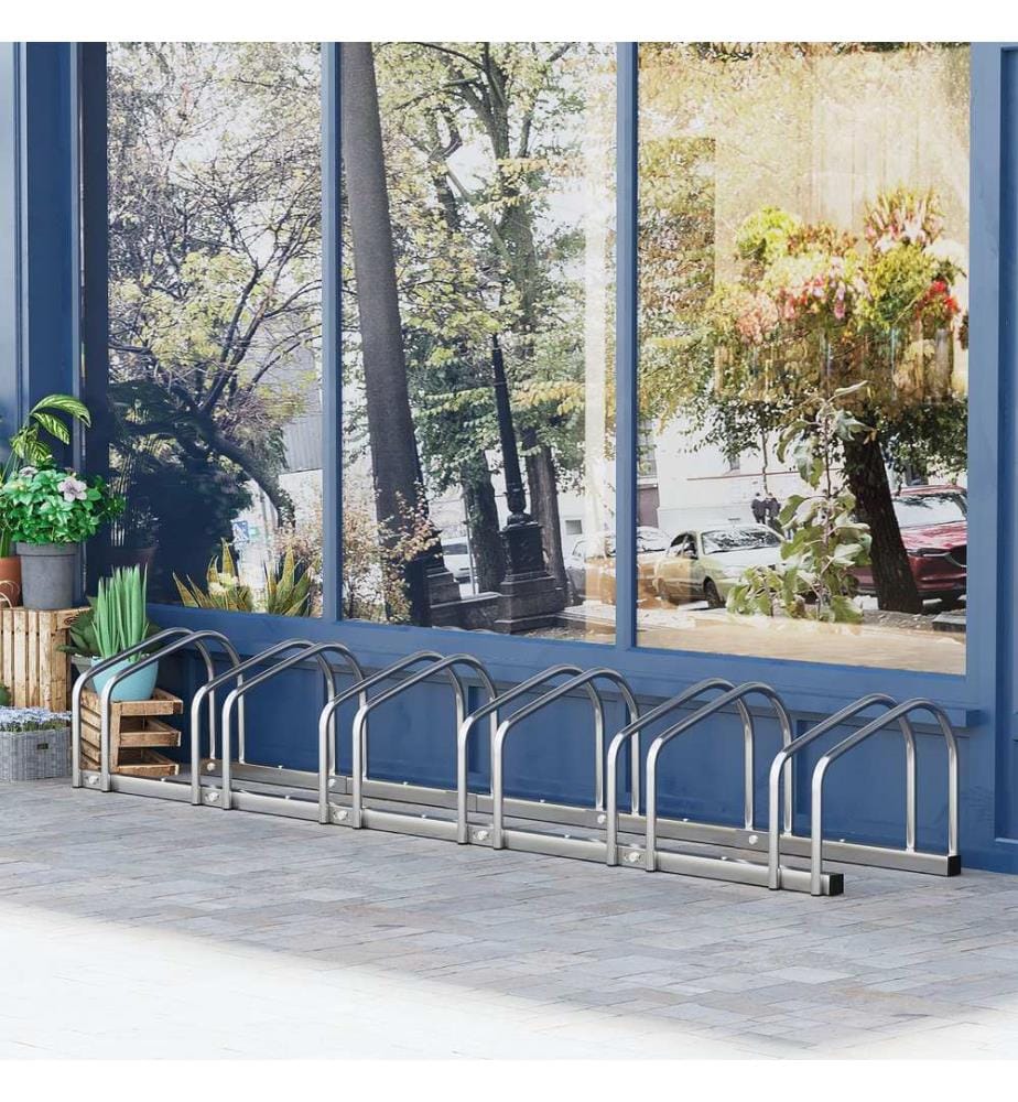 Fahrradständer Veloständer bis 6 Fahrräder Silber 179x33x27 cm