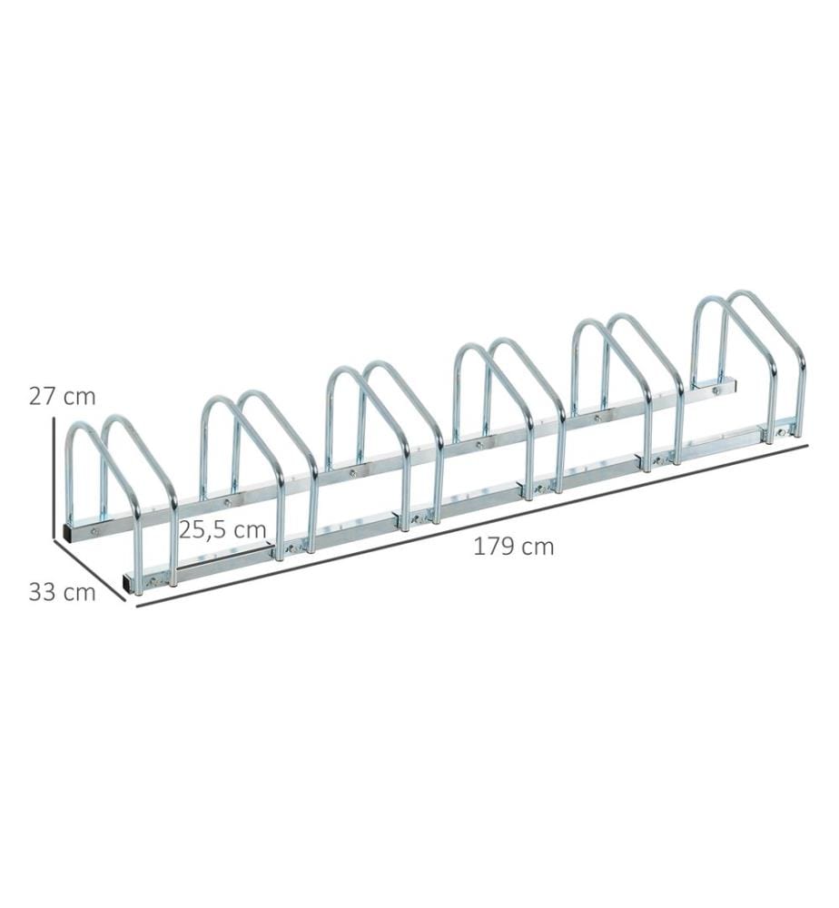 Fahrradständer Veloständer bis 6 Fahrräder Silber 179x33x27 cm