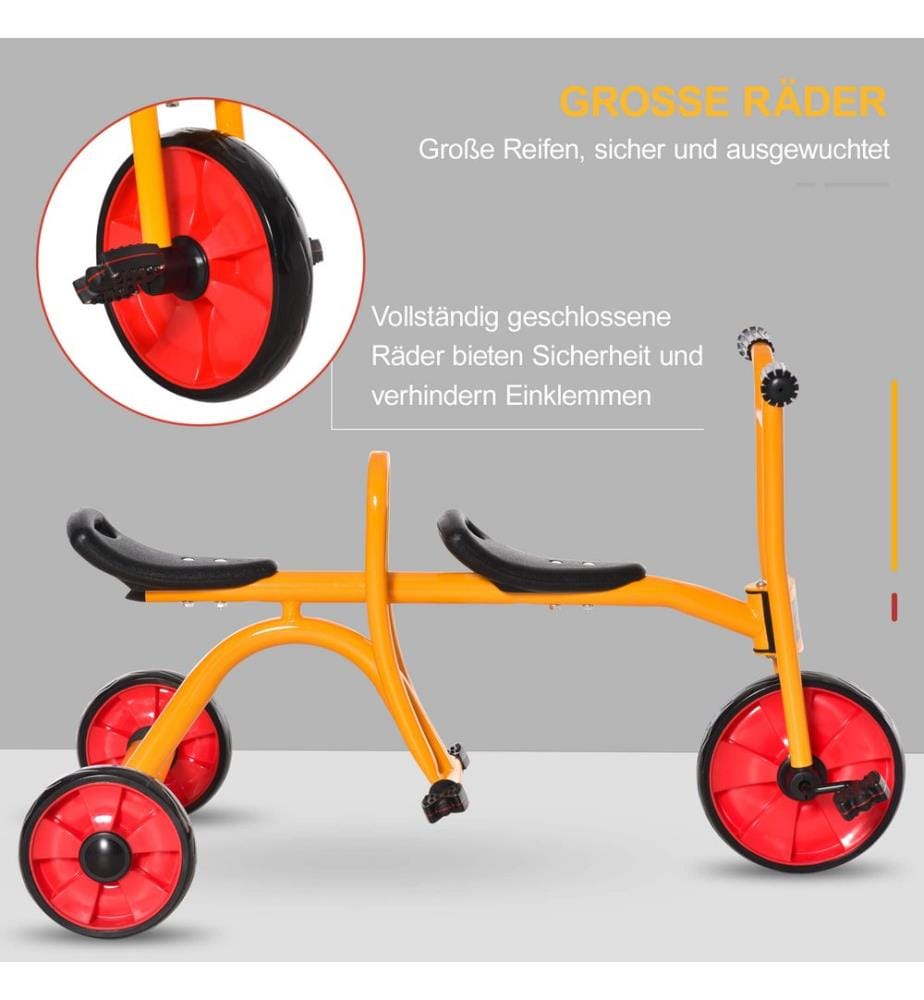 Kinderdreirad für 2 Kinder Stahlrahmen 101 x 60 x 63 cm