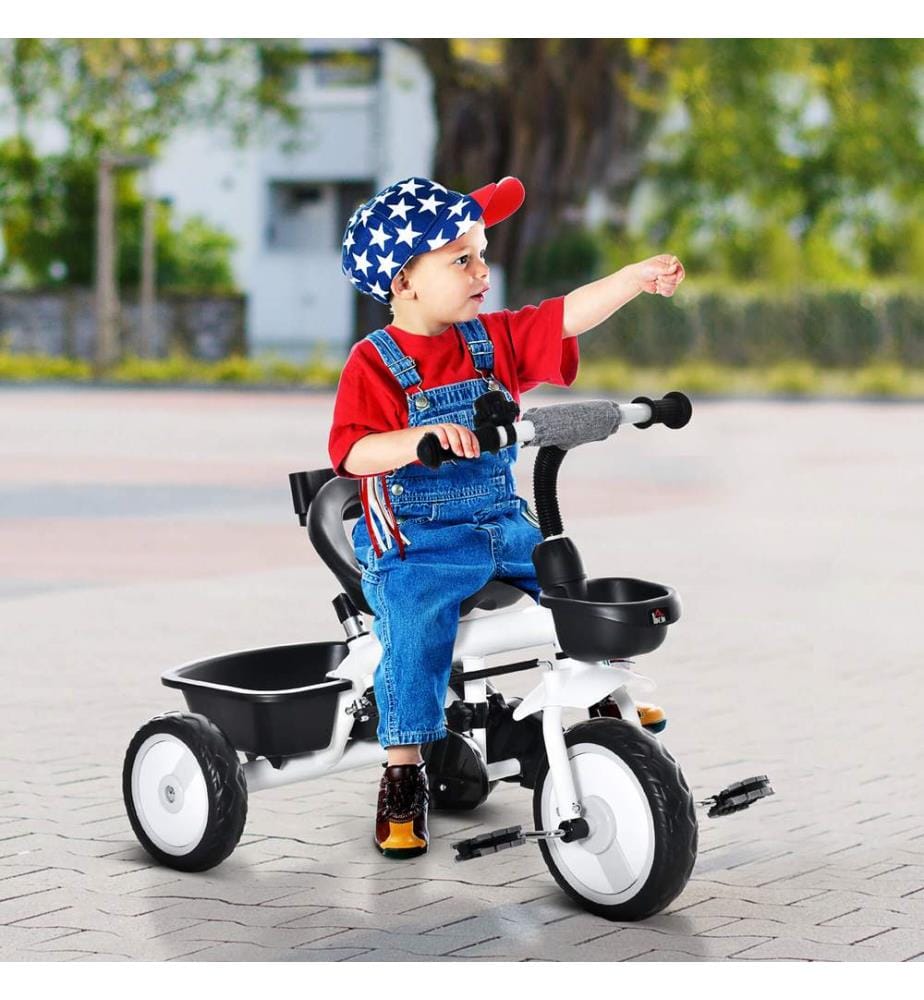 2 in 1 Kinderdreirad Jogger mit Lenksystem Samt-Touch Grau