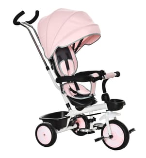 2 in 1 Kinderdreirad Jogger mit Lenksystem Samt-Touch Rosa