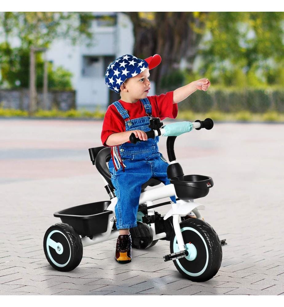 2 in 1 Kinderdreirad Jogger mit Lenksystem Samt-Touch Grün