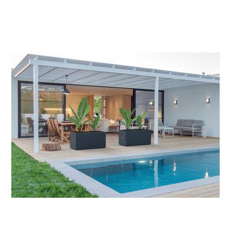 HERSTERA - Bac à fleurs Metal Planter 50, 100 x 50 x 50 cm, anthracite