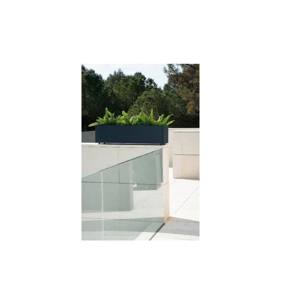 HERSTERA - Pot à fleur Metal Planter Balcon, Anthracite