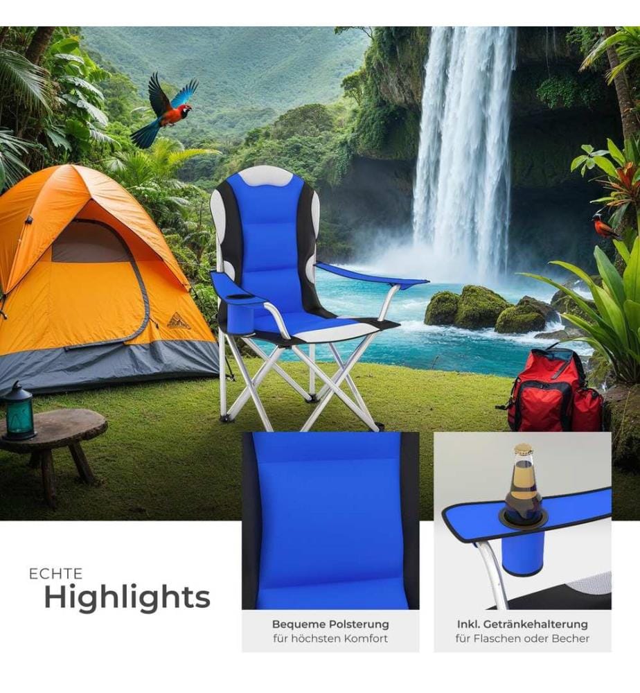 Campingstuhl mit Polsterung - blau, pro Stück