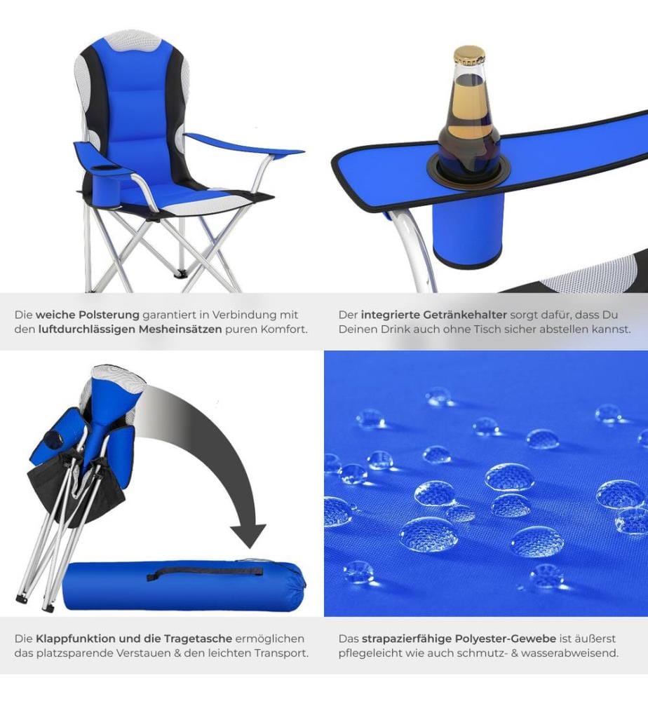 Campingstuhl mit Polsterung - blau, pro Stück