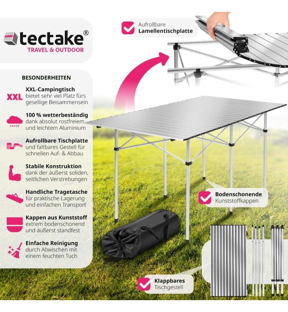 Table pliante 140 x 70 x 70 cm - gris