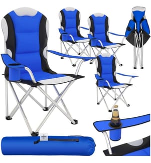 Sedia da campeggio imbottita - blu, Set di 4
