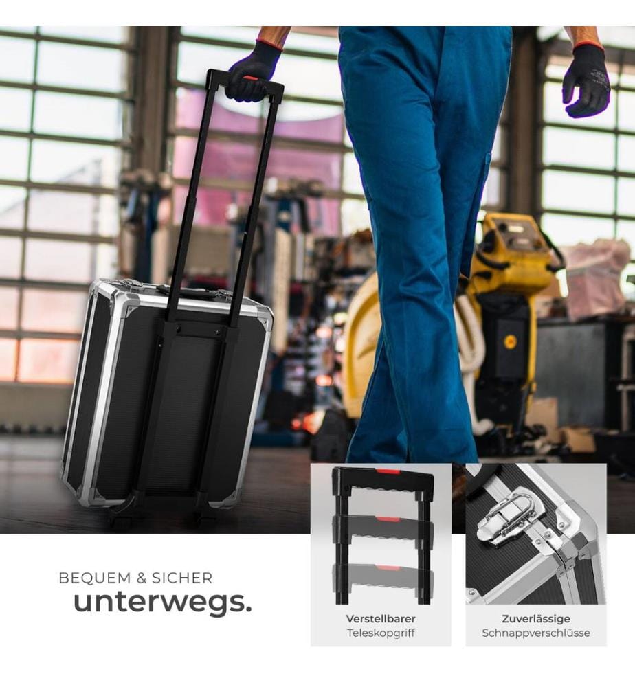 Trolley porta attrezzi in alluminio, 1200 pezzi - nero