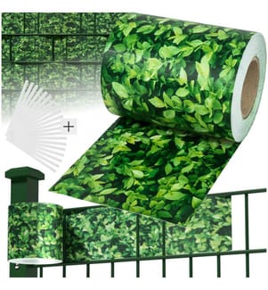 Frangivista in PVC con clip per il fissaggio - 35 m, verde foglia