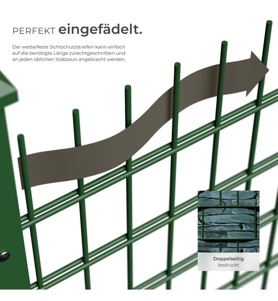 PVC Sichtschutzfolie mit Befestigungsclips - 70 m, schiefer