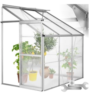 Anlehngewächshaus aus Aluminium ohne Fundament 192x128x202 cm - transparent