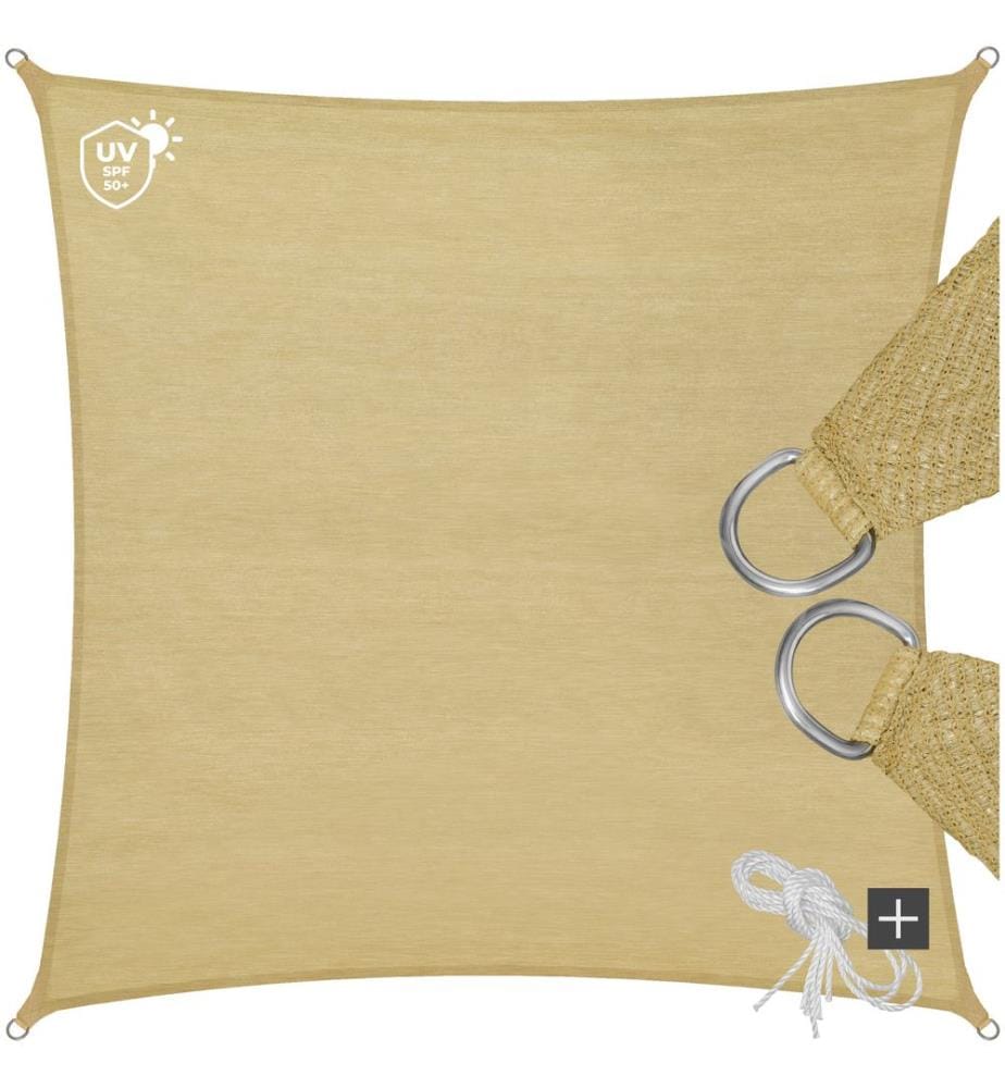 Polyethylen Sonnensegel quadratisch beige - 5,4 x 5,4 m