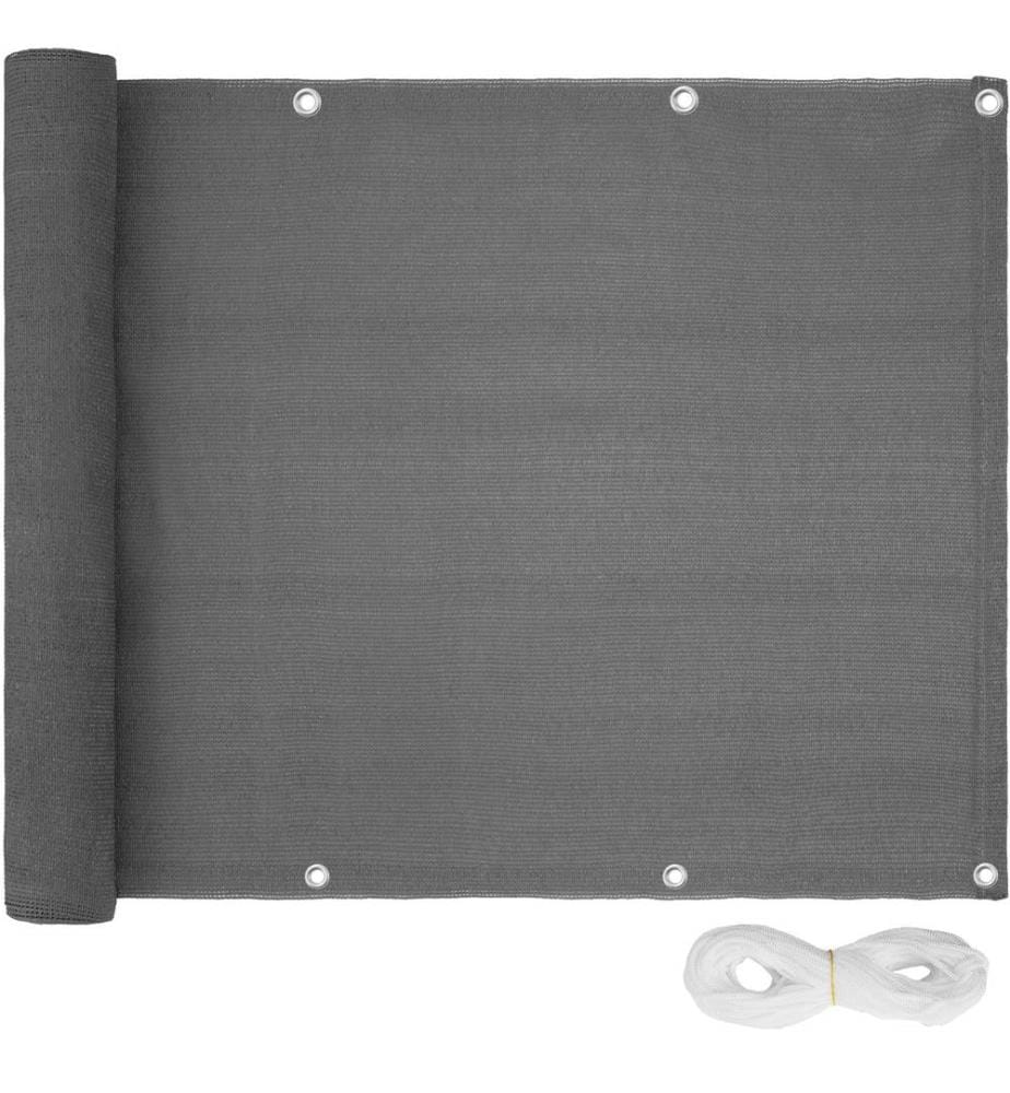 Balkon Sichtschutz mit metallverstärkten Ösen, Version 2 - grau, 75 cm